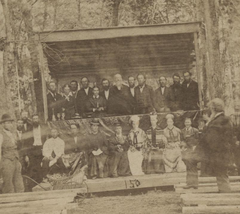Ellen White and other Seventh-day Adventist leaders at the Eagle Lake Campmeeting, 1875. From the Adventist Digital Library.